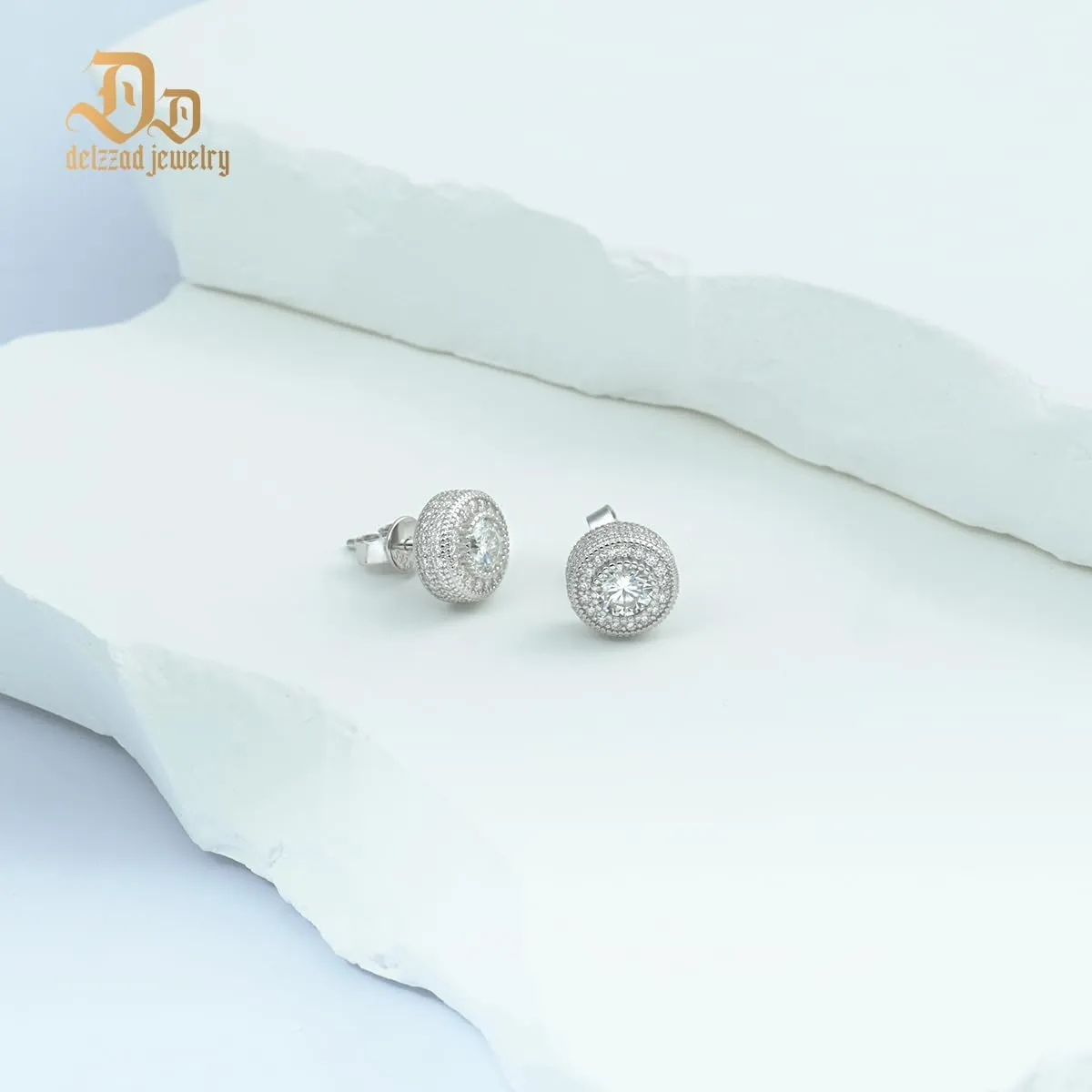 Jewelry S925 Round Moissanite Hip Hop Iced Out Halo Stud Earrings For Men Women Christmas Gifts
