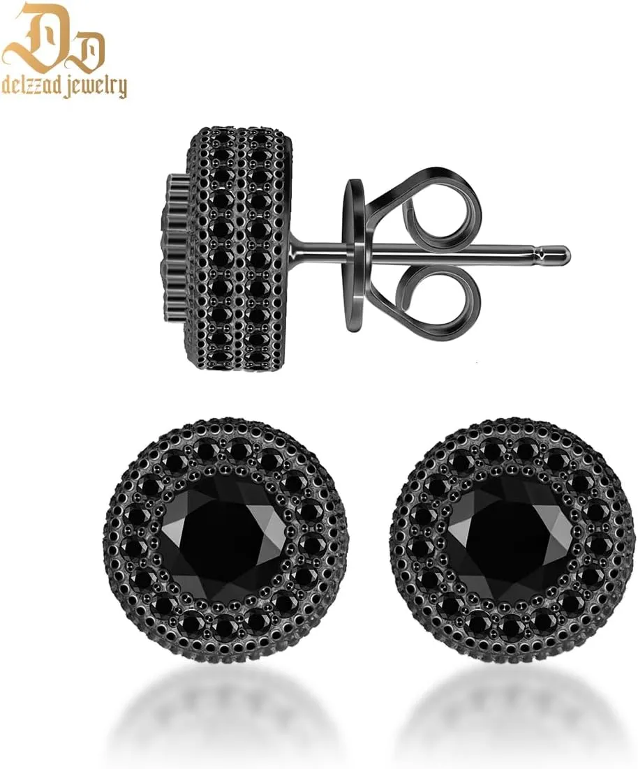 Jewelry S925 Round Moissanite Hip Hop Iced Out Halo Stud Earrings For Men Women Christmas Gifts