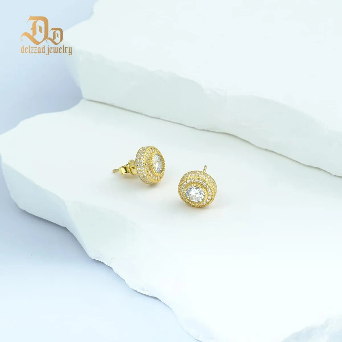 Jewelry S925 Round Moissanite Hip Hop Iced Out Halo Stud Earrings For Men Women Christmas Gifts