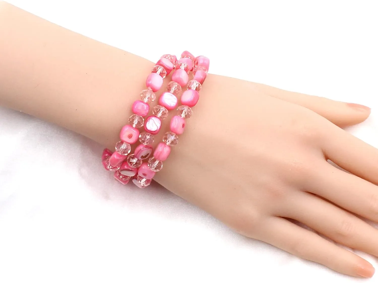 Jules D.Multi Rows Stackable Stretch Bracelet Colorful Shell Glass Boho Bracelets Trendy Costume Jewelry Gifts for Women