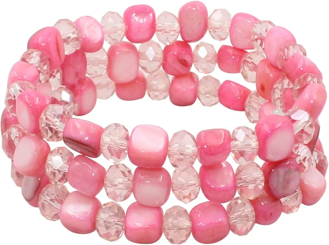 Jules D.Multi Rows Stackable Stretch Bracelet Colorful Shell Glass Boho Bracelets Trendy Costume Jewelry Gifts for Women