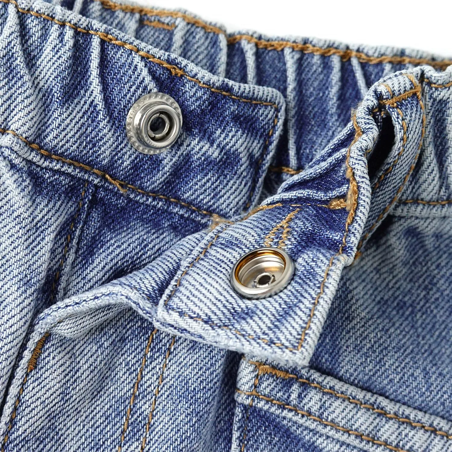 KIDSCOOL SPACE Baby Girls Boys Jeans, 12M-5T Little Kids Ribbed Waist with D-Rings Denim Pants