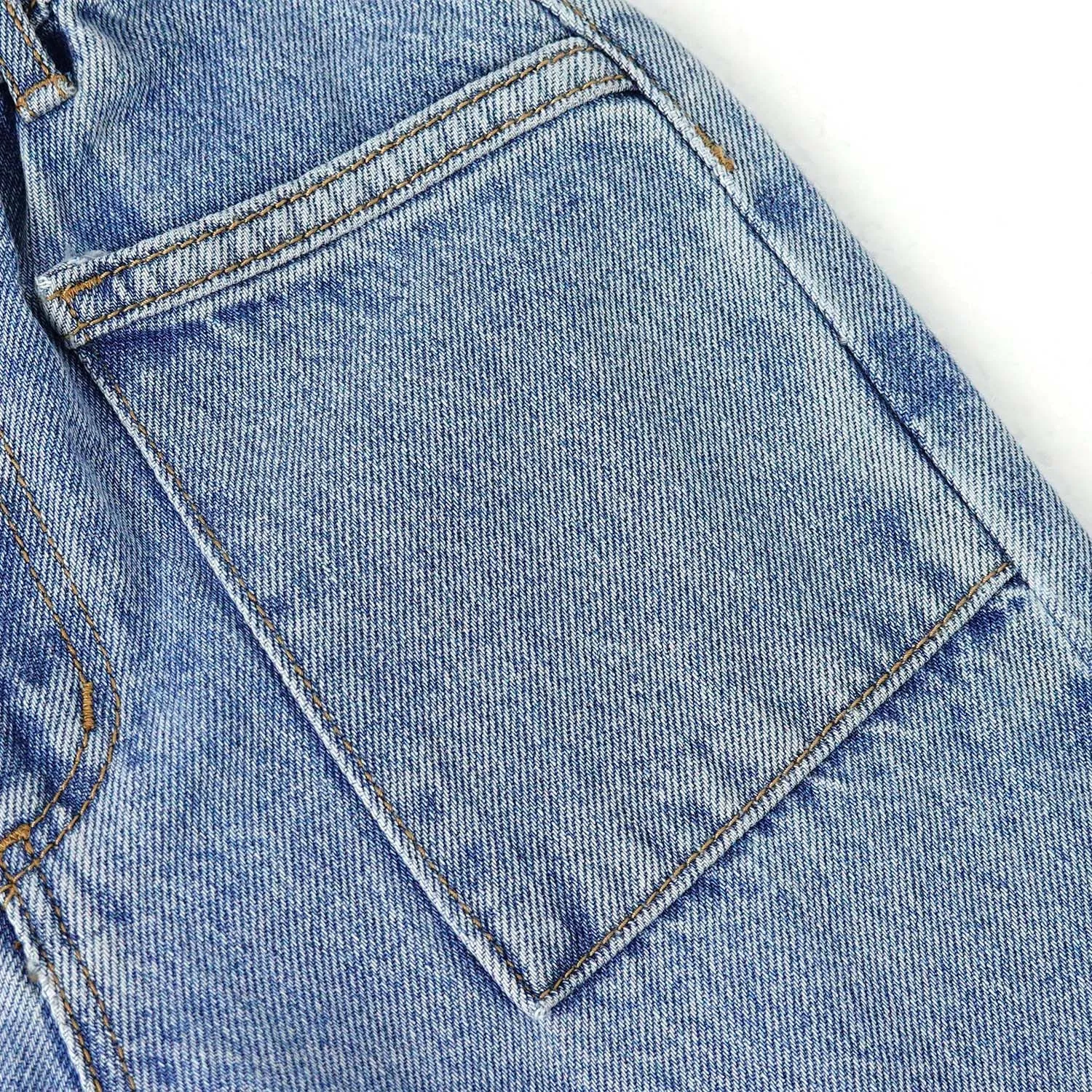 KIDSCOOL SPACE Baby Girls Boys Jeans, 12M-5T Little Kids Ribbed Waist with D-Rings Denim Pants
