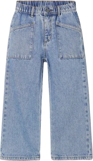 KIDSCOOL SPACE Baby Girls Boys Jeans, 12M-5T Little Kids Ribbed Waist with D-Rings Denim Pants