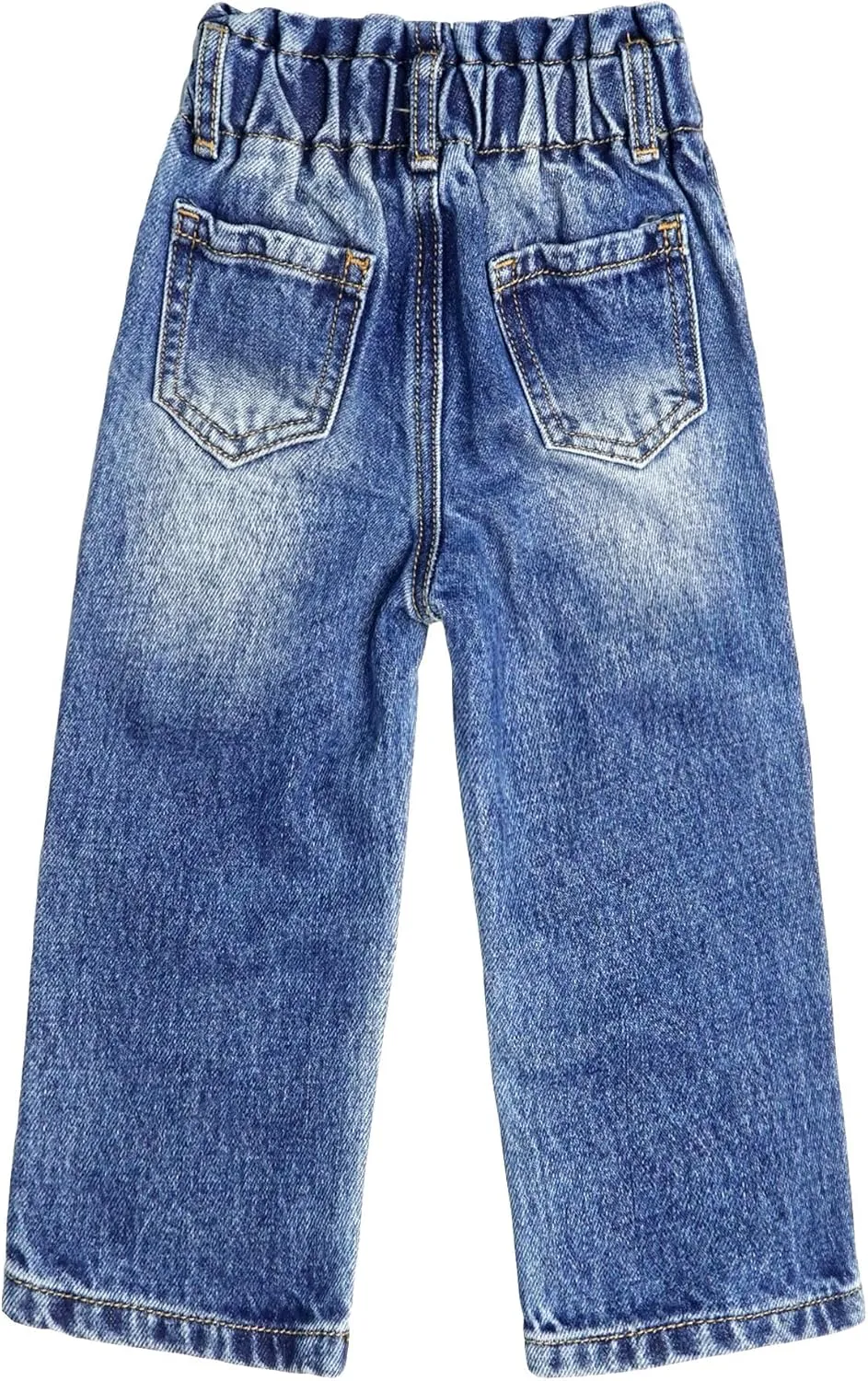 KIDSCOOL SPACE Baby Girls Boys Jeans, 12M-5T Little Kids Ribbed Waist with D-Rings Denim Pants