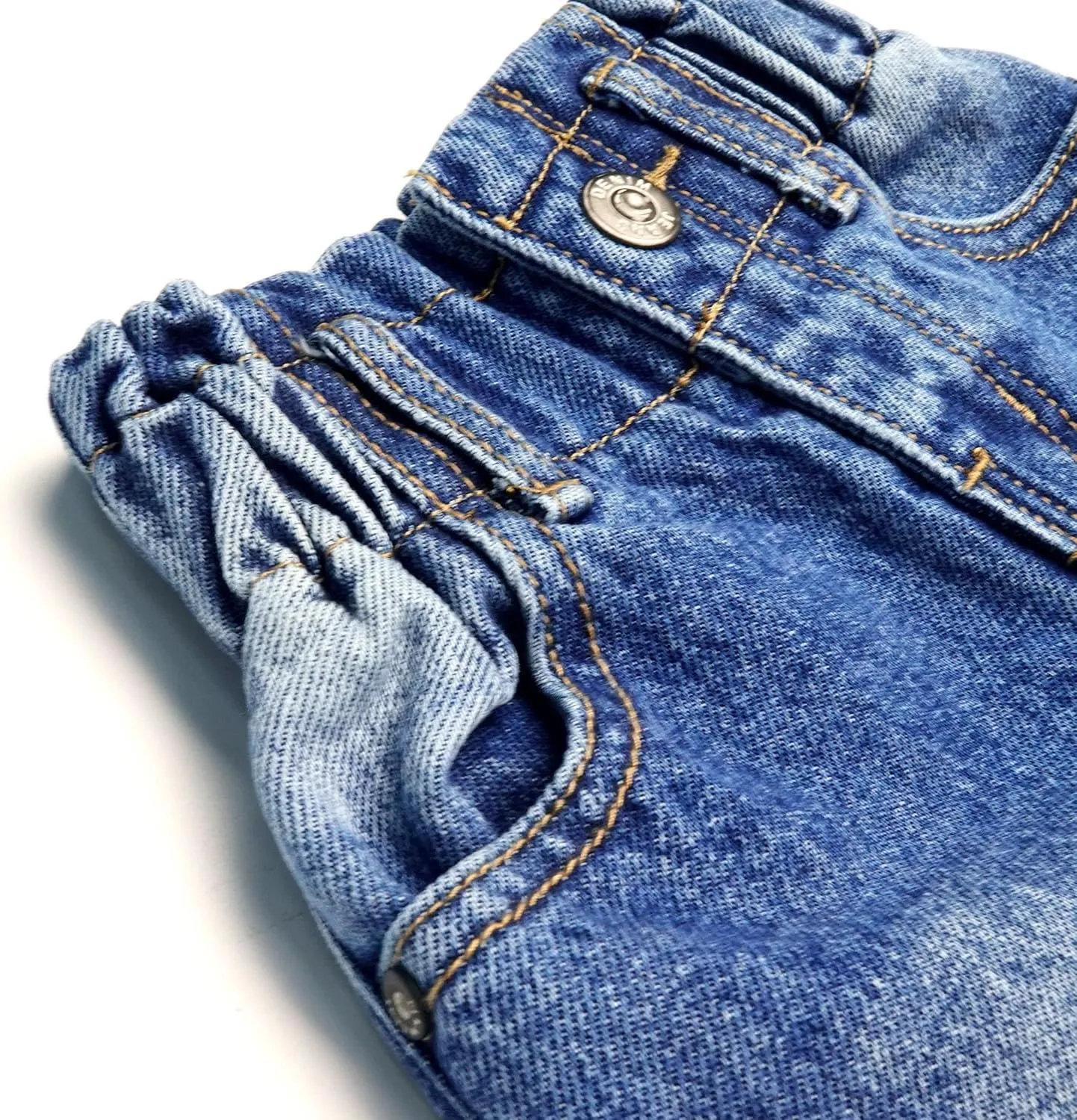 KIDSCOOL SPACE Baby Girls Boys Jeans, 12M-5T Little Kids Ribbed Waist with D-Rings Denim Pants