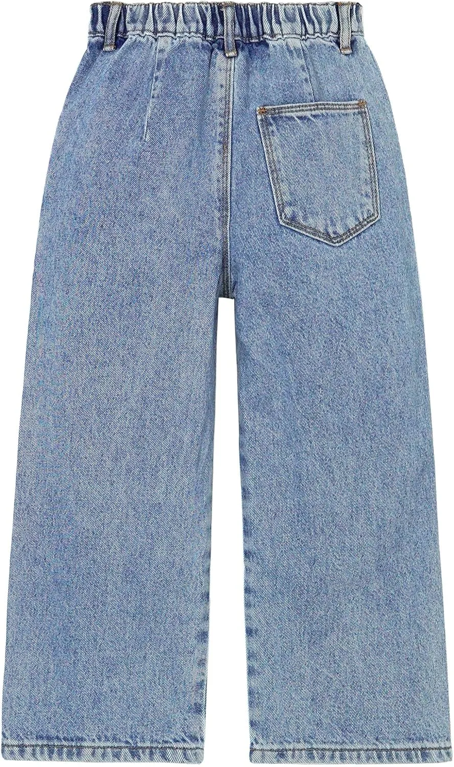 KIDSCOOL SPACE Baby Girls Boys Jeans, 12M-5T Little Kids Ribbed Waist with D-Rings Denim Pants