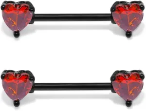 Kokoma 14G Heart Crystal Nipple Rings for Women Pink Cubic Zirconia Diamond Love Heart Tongue Ring Nipple Shield Barbell Ring Bar Nipplerings Piercing Fashion Body Jewelry