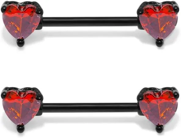 Kokoma 14G Heart Crystal Nipple Rings for Women Pink Cubic Zirconia Diamond Love Heart Tongue Ring Nipple Shield Barbell Ring Bar Nipplerings Piercing Fashion Body Jewelry