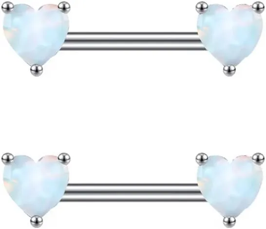 Kokoma 14G Love Heart Nipple Rings for Women Colorful Hearts Nipplerings Barbell Straight Tongue Rings Dainty Body Piercing Jewelry for Women