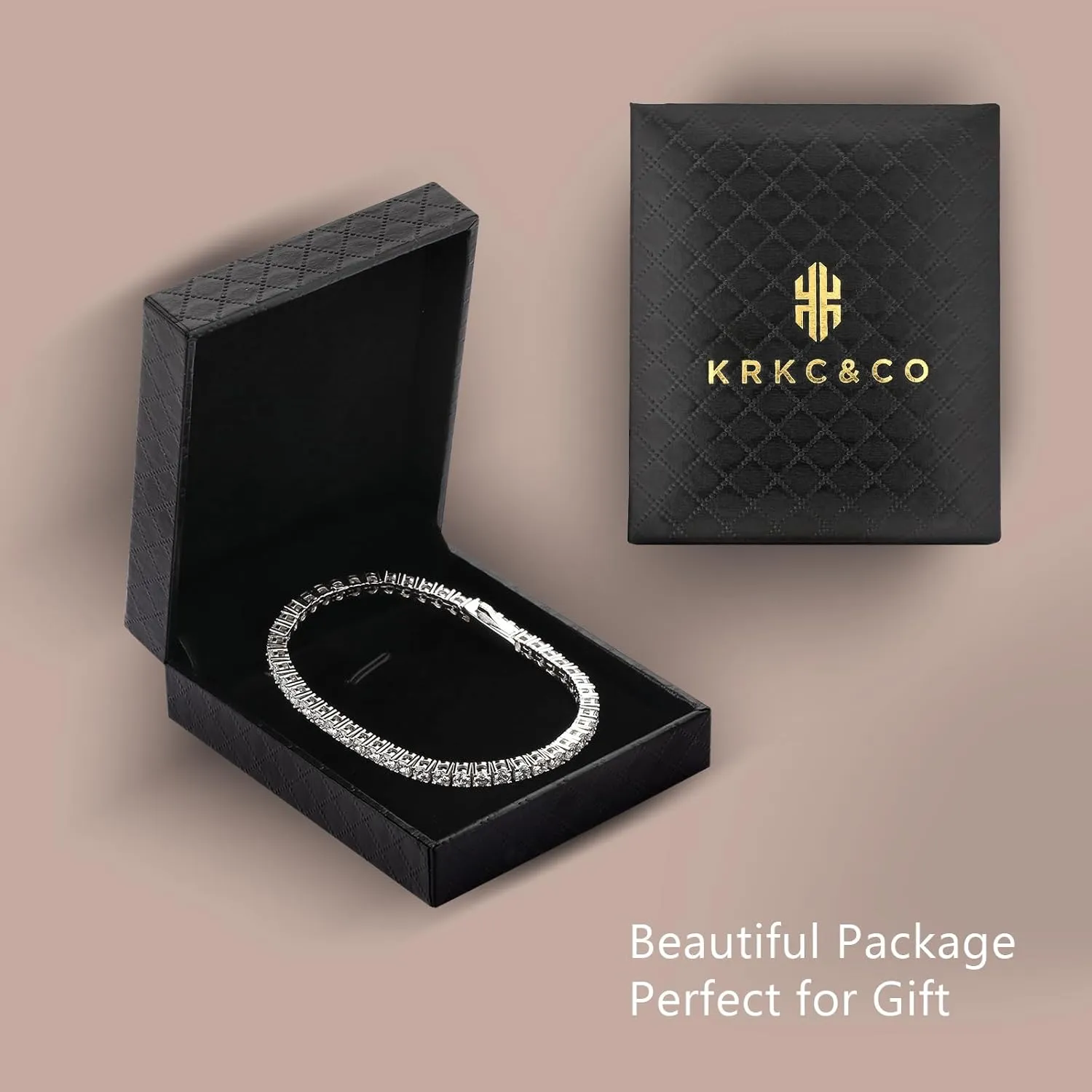 KRKC&CO 3/4mm Tennis Bracelet for Women Men, 14k Gold/White Gold Bracelets, Iced Out 5A Cubic Zirconia Stones, Bridal Wedding Jewelry for Her