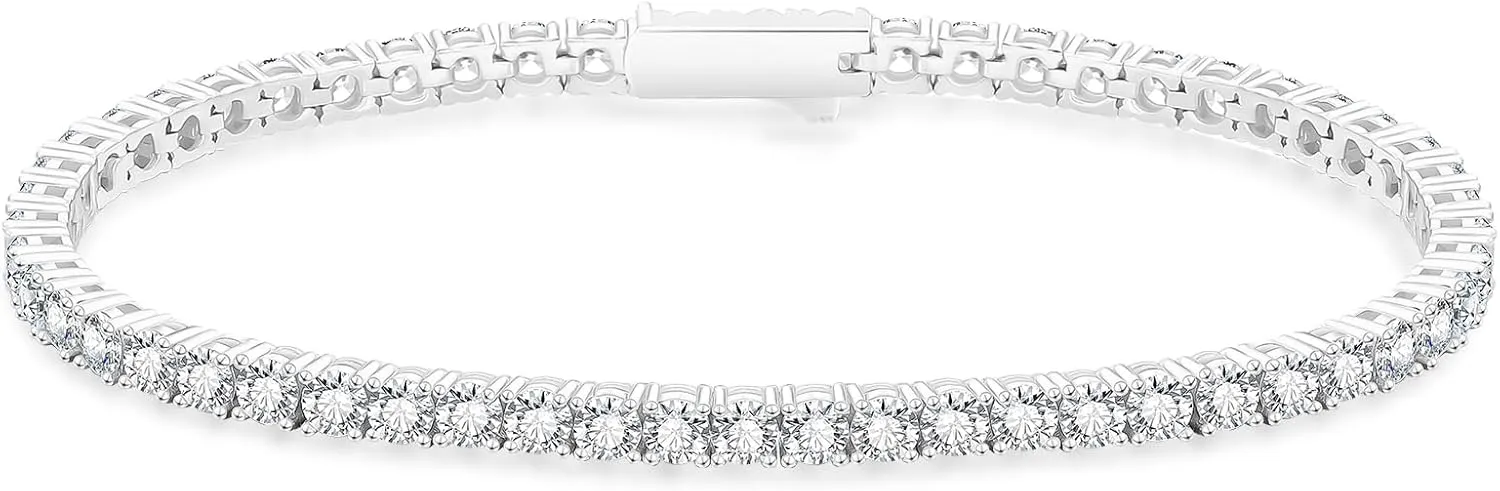 KRKC&CO 3/4mm Tennis Bracelet for Women Men, 14k Gold/White Gold Bracelets, Iced Out 5A Cubic Zirconia Stones, Bridal Wedding Jewelry for Her