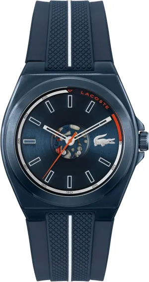 Lacoste Reno Men's 3H Quartz Silicone Transparent Wristband - Water Resistant up to 5ATM/50 Meters, Eye-Catching Skeleton Details, Modern Watch, 42mm