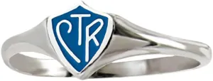 LDS Unisex 0.925 Sterling Silver Blue Mini CTR Choose the Right Ring - LDS Rings, Womens CTR Rings