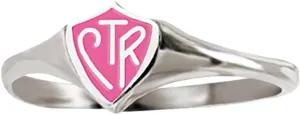LDS Womens 0.925 Sterling Silver Pink Mini CTR Choose the Right Ring - LDS Rings, Womens CTR Rings