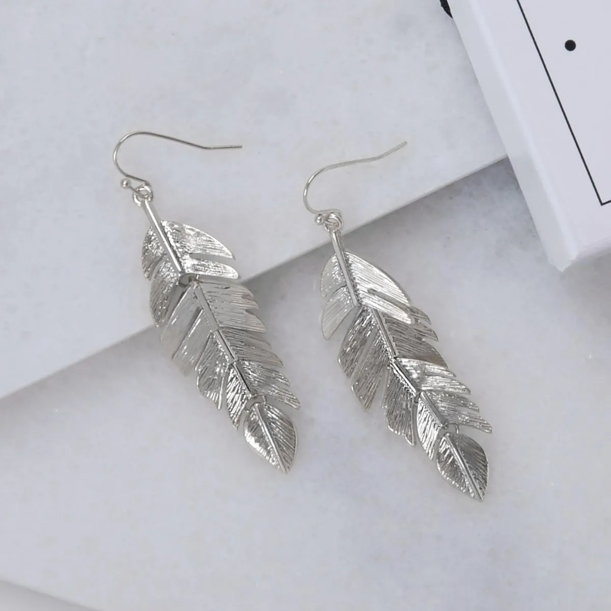 Leaf Earrings for Women - Long Hanging Boho Feather Earrings Plated in Gold, Silver, or Rose Gold Tone