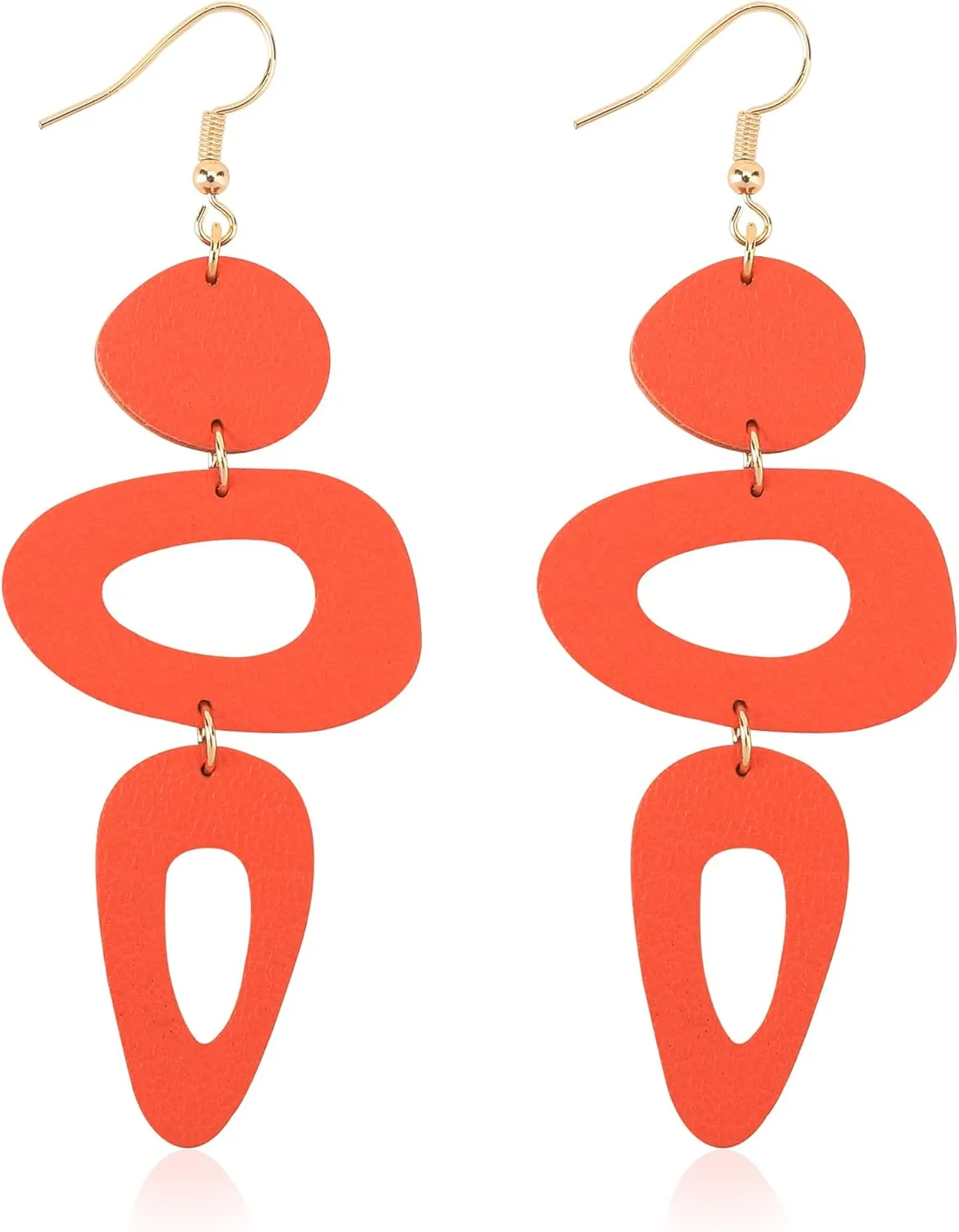 Leather Earrings for Women Retro 80s 90s Boho Dangle Earrings Handmade Statement Colorful Big Lightweight Holiday Party Jewelry