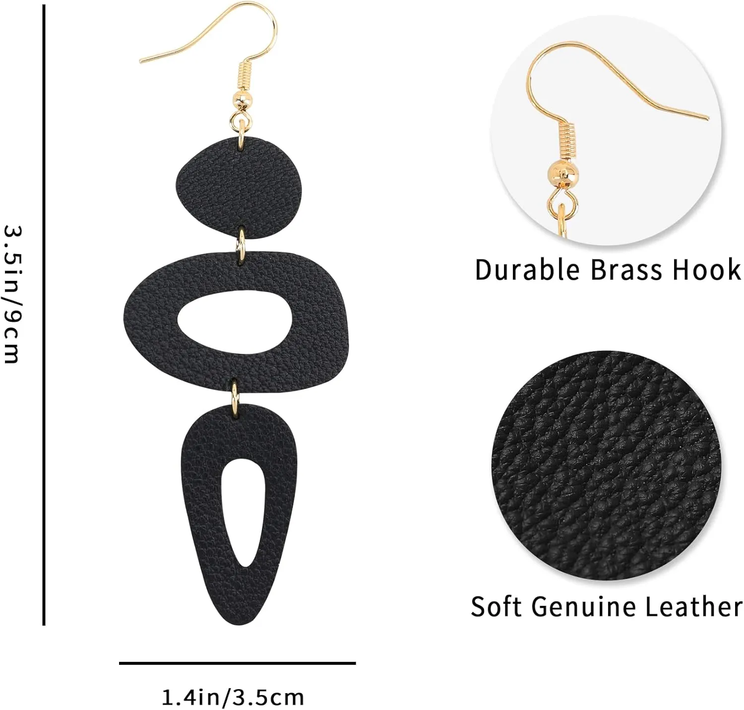 Leather Earrings for Women Retro 80s 90s Boho Dangle Earrings Handmade Statement Colorful Big Lightweight Holiday Party Jewelry