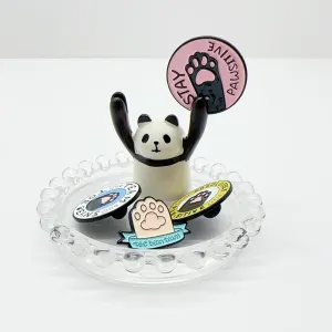 lemonadeus Cute Ring Holder Jewelry Holder Animals Cat Frog Ring Dish Tray for Jewelry, Trinket, Decorative Ring Holder/Trinket Tray for Women Girls Birthday Gift (panda ring holder)