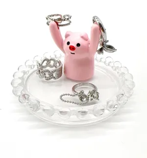lemonadeus Cute Ring Holder Jewelry Holder Animals Cat Frog Ring Dish Tray for Jewelry, Trinket, Decorative Ring Holder/Trinket Tray for Women Girls Birthday Gift (pig ring tray)