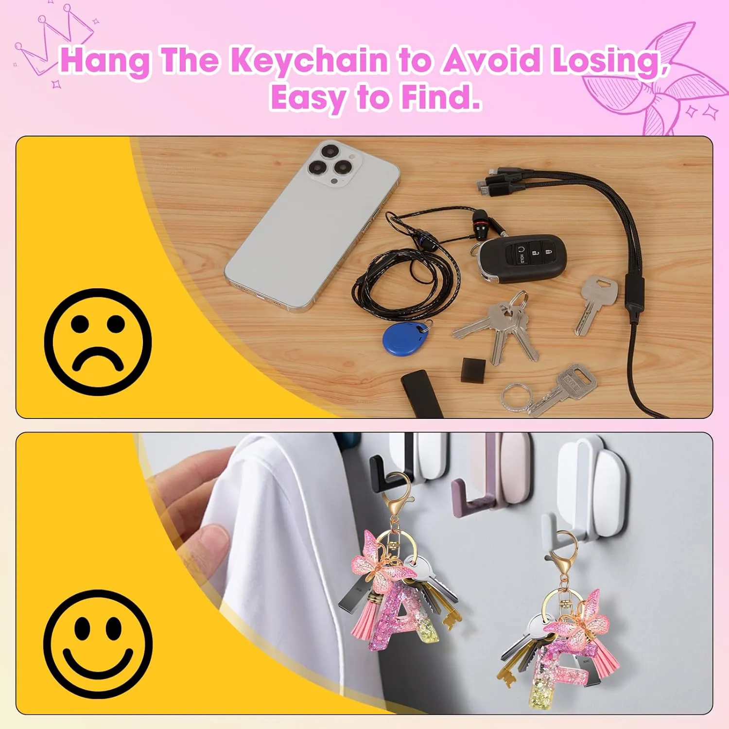 Letter Keychains for Women and Girls, Key Chains for Car Keys, Cute Keychain Accessories for Backpack