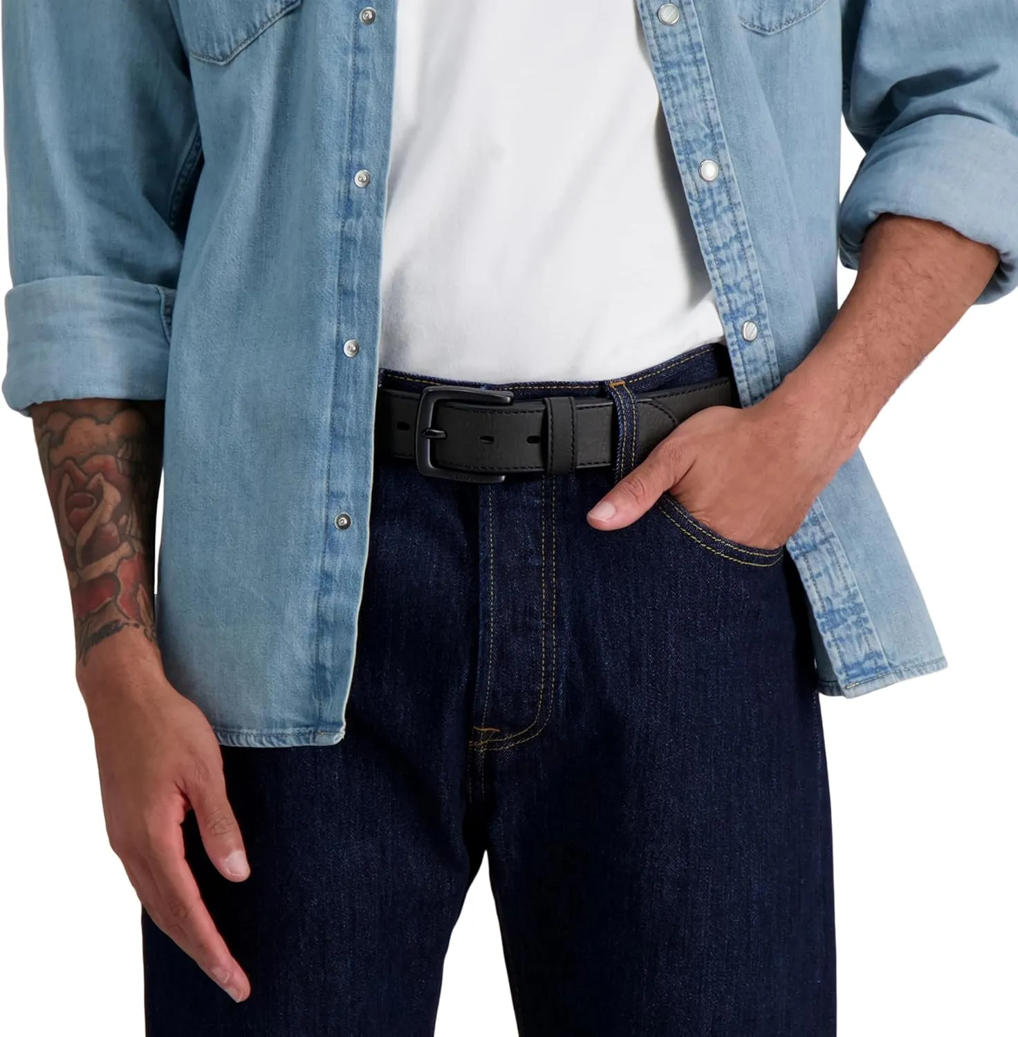 Levis Mens Casual Everyday Leather Jean Belt