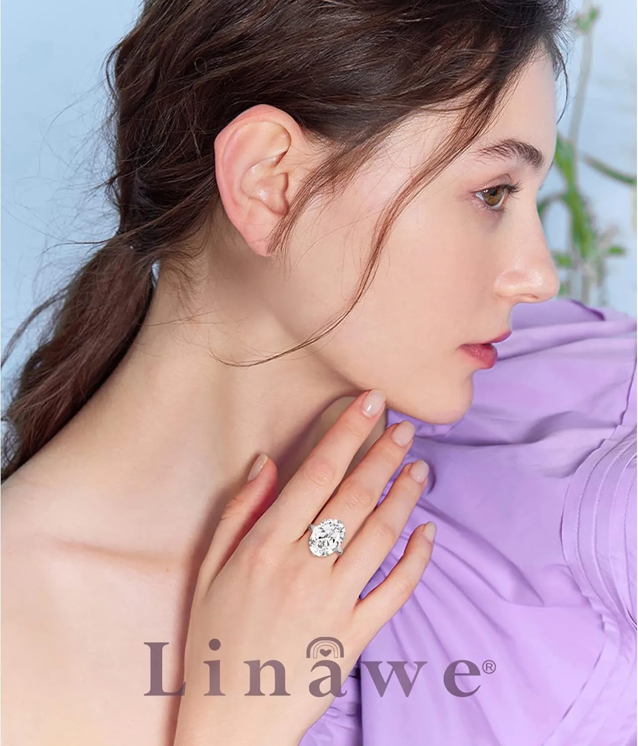 Linawe Cubic Zirconia Imitation Diamond Moissanite Rings for Women, 14K Gold/Rose Gold/Silver Adjustable Chunky Ring, Costume Rhinestone Jewelry for Wedding Engagement