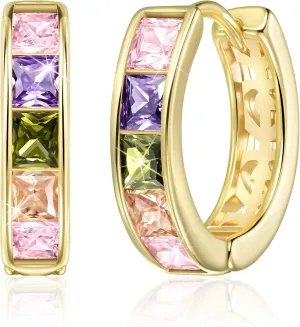 Linawe Small Hoop Earrings for Women Trendy, Tragus Piercing Jewelry, Cubic Zirconia Studs Huggie Earrings, Mini Chunky Tiny Helix Earrings, Gold/Rose Gold/Silver Cartilage Hoops