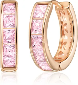 Linawe Small Hoop Earrings for Women Trendy, Tragus Piercing Jewelry, Cubic Zirconia Studs Huggie Earrings, Mini Chunky Tiny Helix Earrings, Gold/Rose Gold/Silver Cartilage Hoops