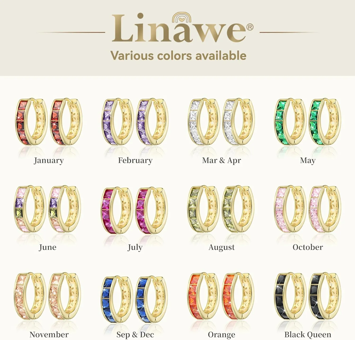 Linawe Small Hoop Earrings for Women Trendy, Tragus Piercing Jewelry, Cubic Zirconia Studs Huggie Earrings, Mini Chunky Tiny Helix Earrings, Gold/Rose Gold/Silver Cartilage Hoops