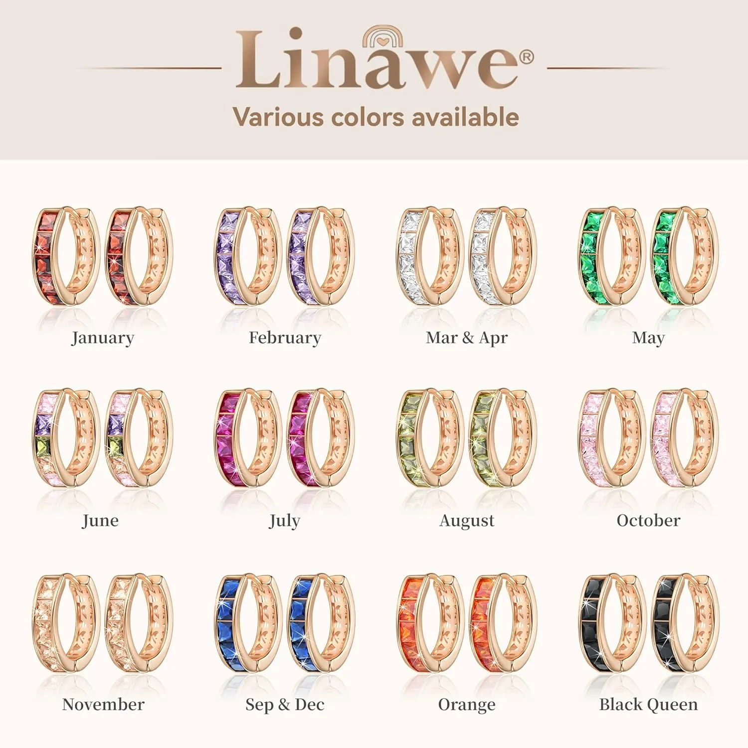 Linawe Small Hoop Earrings for Women Trendy, Tragus Piercing Jewelry, Cubic Zirconia Studs Huggie Earrings, Mini Chunky Tiny Helix Earrings, Gold/Rose Gold/Silver Cartilage Hoops