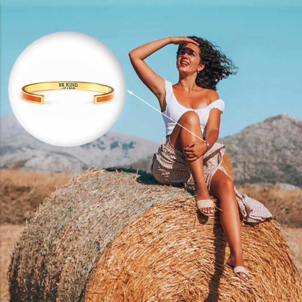 LIU JUN Be Kind of A Bitch Color Bangle, Ispirational Friendship Bracelet for Women, Stackable Stainless Cuff Bangle, Friendship Bracelet, Jewelry Gifts for Women