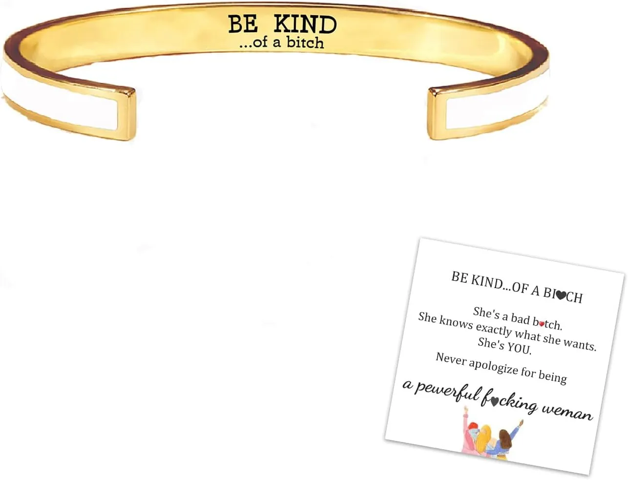 LIU JUN Be Kind of A Bitch Color Bangle, Ispirational Friendship Bracelet for Women, Stackable Stainless Cuff Bangle, Friendship Bracelet, Jewelry Gifts for Women