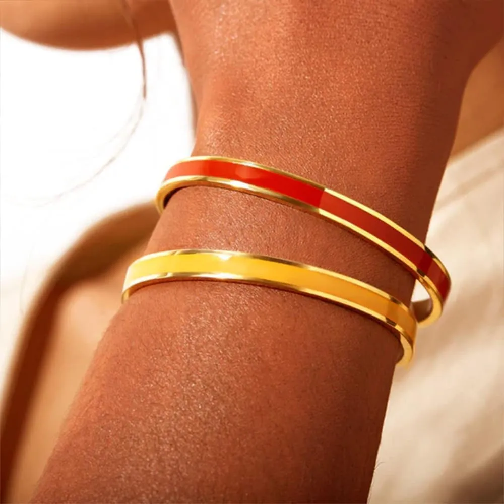 LIU JUN Be Kind of A Bitch Color Bangle, Ispirational Friendship Bracelet for Women, Stackable Stainless Cuff Bangle, Friendship Bracelet, Jewelry Gifts for Women