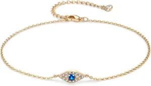 LOYATA Dainty Ankle Bracelet,14K Gold Plated Tiny Bead Anklet Dainty White Cubic Zirconia Cross Tassel Foot Chain Cute Lucky Moon Evil Eye Foot Jewelry Boho Anklets for Women