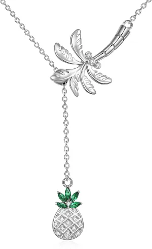 LUHE Pineapple Necklace 925 Sterling Silver Dainty Pineapple Pendant Necklace Jewelry Gift for Women Teens