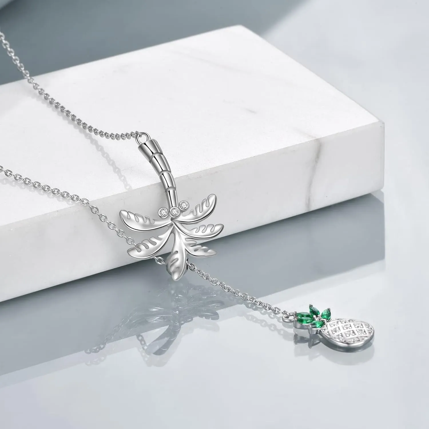 LUHE Pineapple Necklace 925 Sterling Silver Dainty Pineapple Pendant Necklace Jewelry Gift for Women Teens