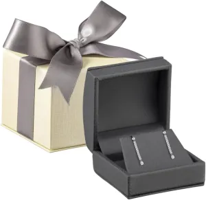 Luxury Dome-Shape Leather Earring Box for Women & Girls  Jewelry Gift Box Ideal for Studs, Small Hanging Earrings  Earring Case with Cream Ribbed Outer Box & Matching Bow Ribbon