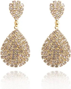 MagiDeal Wedding Earrings Gold Plating Teardrop Dangle Earrings