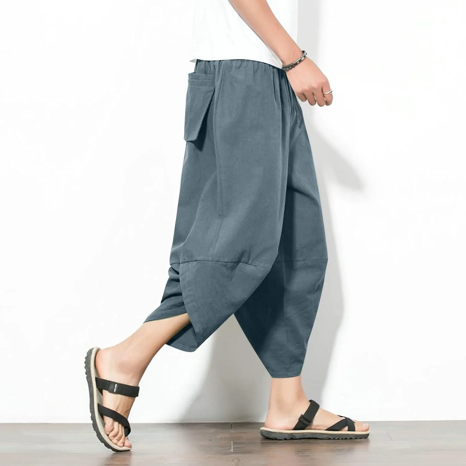 Man Harem Flare Wide Leg Trousers Pants Trousers Pants Sweat Pants for Mens Linen Sport Gym Trousers Pants 2025