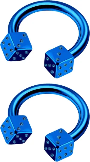 MATIGA 2Pcs Surgical Steel 14 Gauge Horseshoe Earrings Piercing Jewelry Helix Cartilage Rook Eyebrow Cartilage 4mm Dice More Choices
