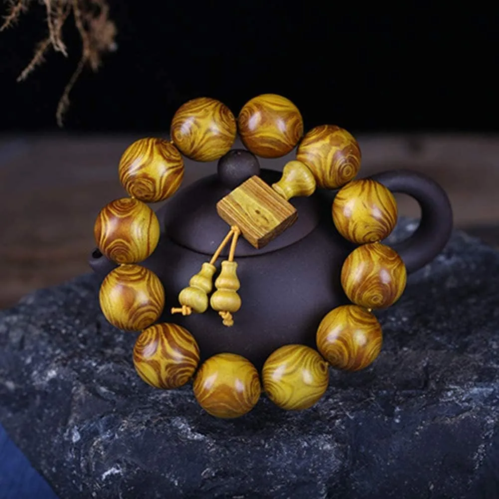 Meditation Buddhist Prayer Beads Necklace, Bracelet, Bracelet Mala Prayer Beads Natural Wood Tibetan Buddhist Meditation Bead Couple Jewelry, Retro Style Unique Texture Design (Size : 25mm)
