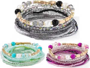 MengPa Beaded Bracelets for Women Trendy Stacks Boho Bead Bracelet Pack Friendship Jewelry