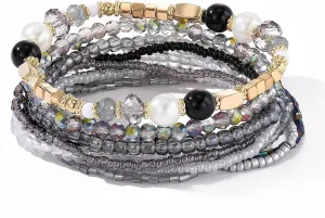 MengPa Beaded Bracelets for Women Trendy Stacks Boho Bead Bracelet Pack Friendship Jewelry