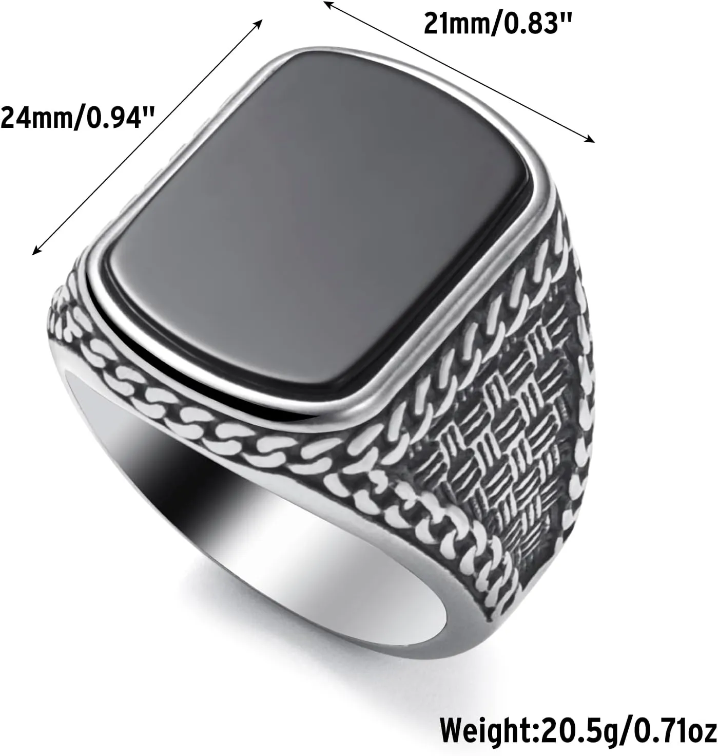 Mens Onyx Ring,Stainless Steel Signet Rings for Men,Black Onyx Agate Gemstone Rings Jewelry for Men Size 8-13