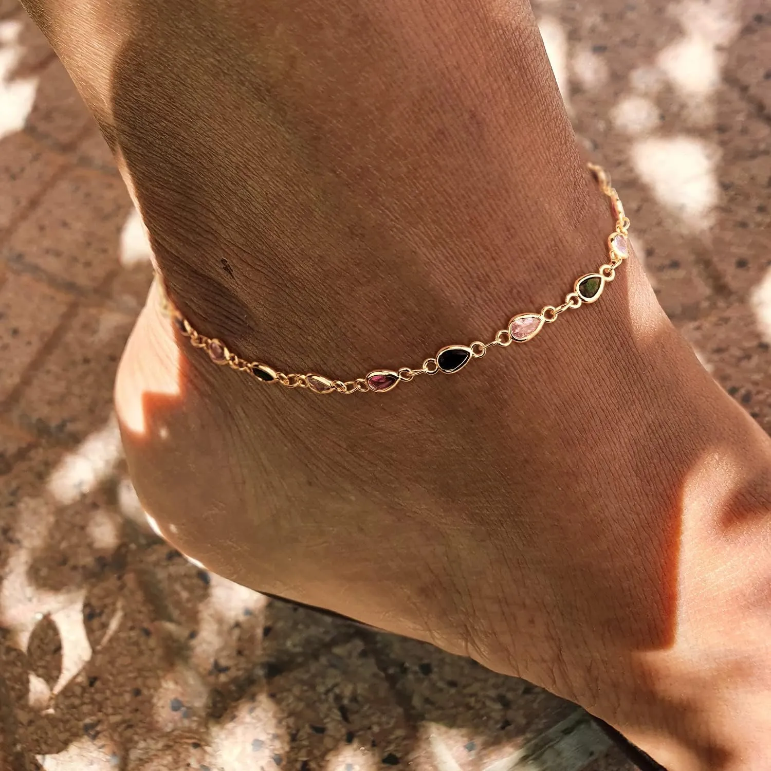 MEVECCO Anklet for Women Gold Chain 14K Gold Plated Dainty Boho Beach Summer Simple Foot Jewelry Ankle Bracelet