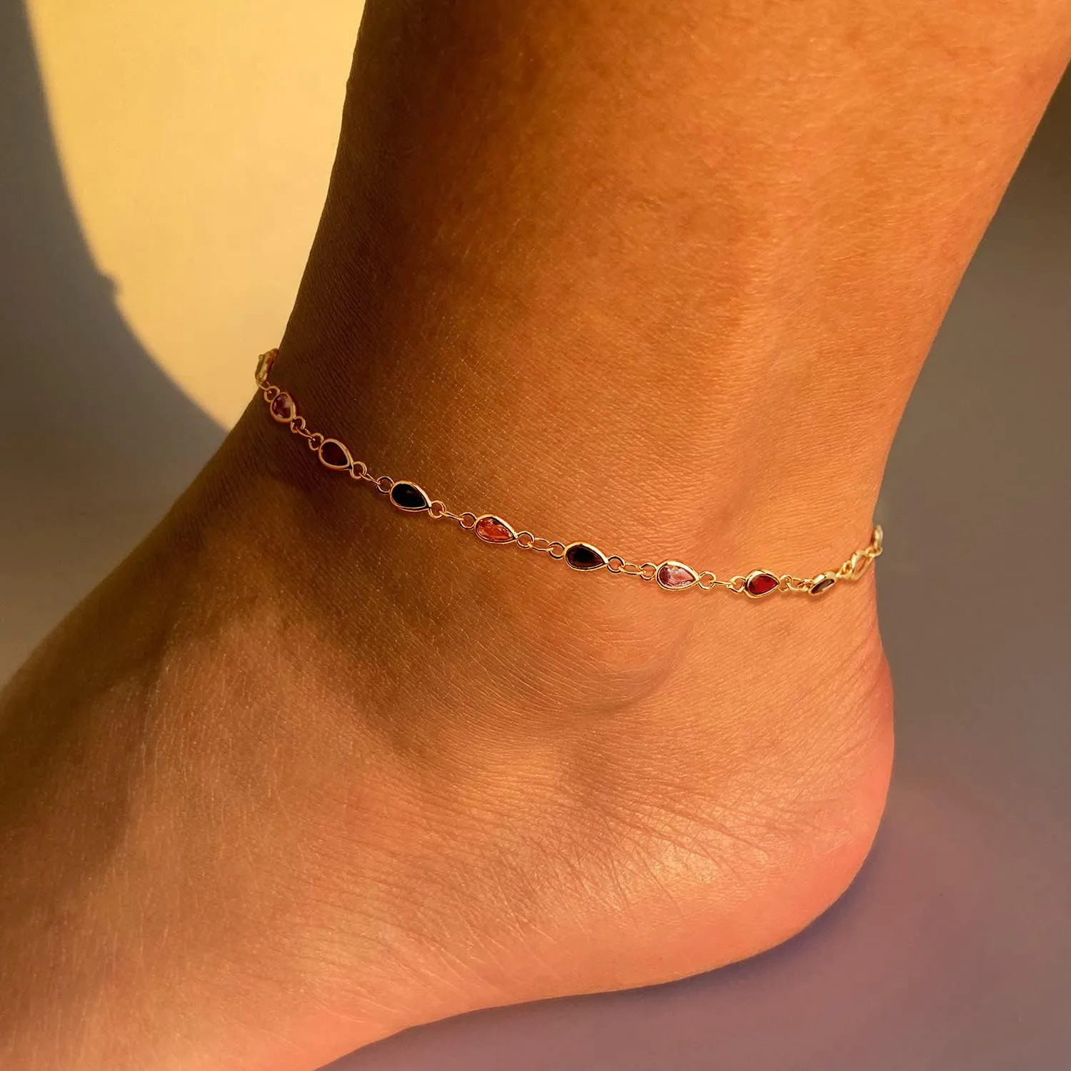 MEVECCO Anklet for Women Gold Chain 14K Gold Plated Dainty Boho Beach Summer Simple Foot Jewelry Ankle Bracelet