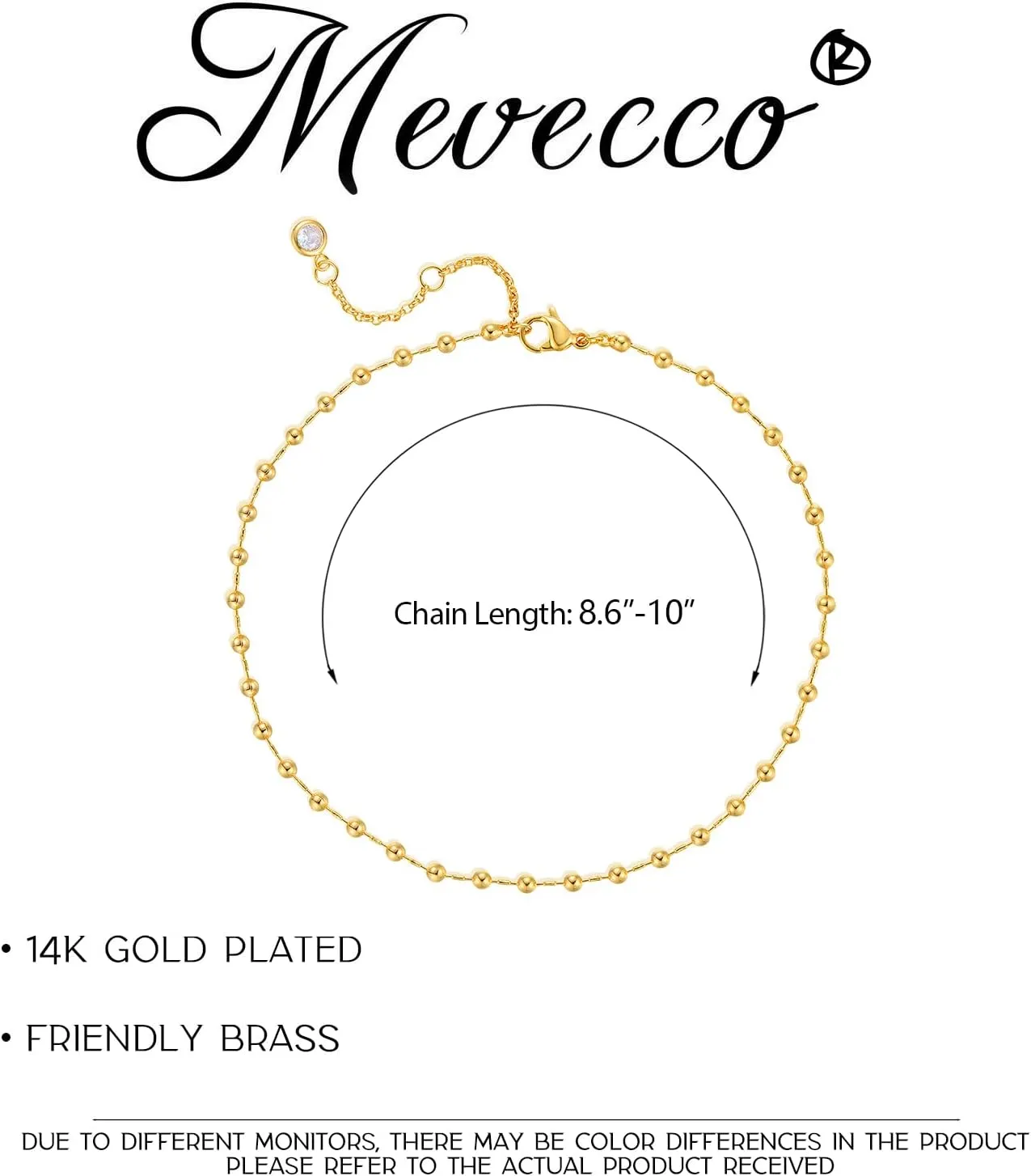MEVECCO Anklet for Women Gold Chain 14K Gold Plated Dainty Boho Beach Summer Simple Foot Jewelry Ankle Bracelet