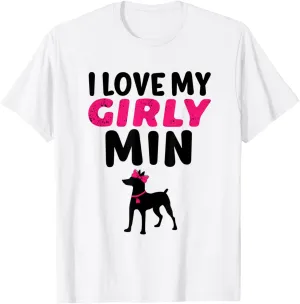 Miniature Pinscher Min Pin Girl Girly Dog Gender Reveal Cute T-Shirt
