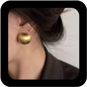 Minimalist Half Ball Stud Earrings Gold Brushed Ball Earrings Metal Round Ball Shape Earrings Large Ball Dome Earrings Jewelry for Women
